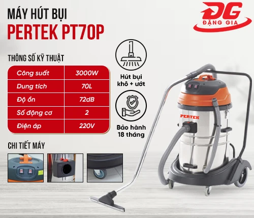 Máy hút bụi công nghiệp Pertek PT70P 2