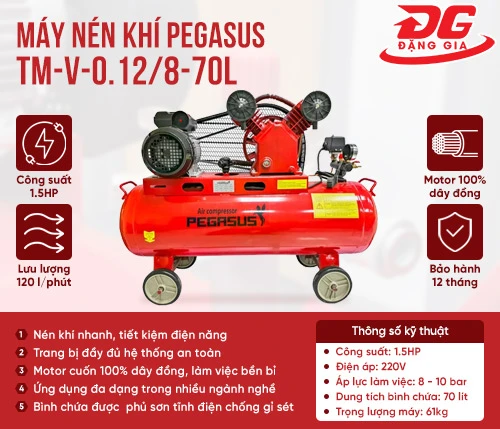 Máy nén khí Pegasus TM-V-0.12/8-70L 2