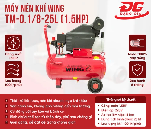 Máy nén khí đầu liền Wing TM-0.1/8-25L (1.5HP) 2