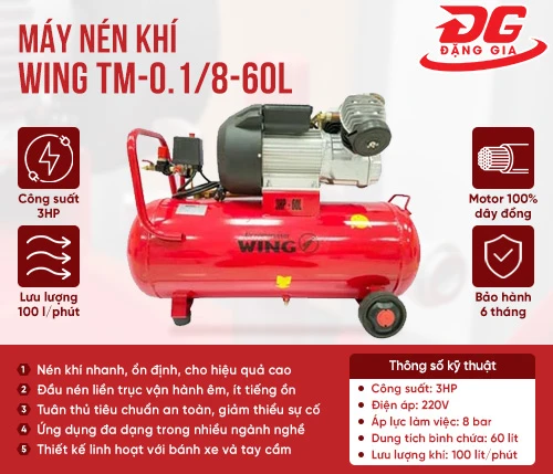 Máy nén khí đầu liền Wing TM-0.1/8-60L 2