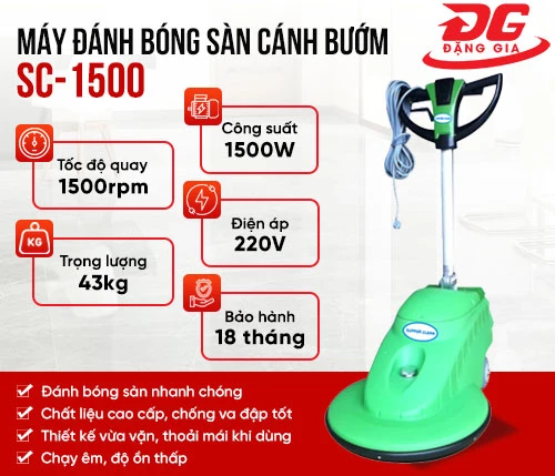 Máy đánh bóng sàn công nghiệp tay cánh bướm Supper Clean SC-1500 2