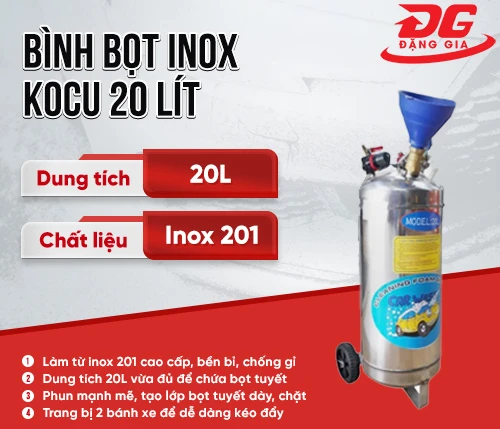 Bình bọt inox Kocu 20 lít 2