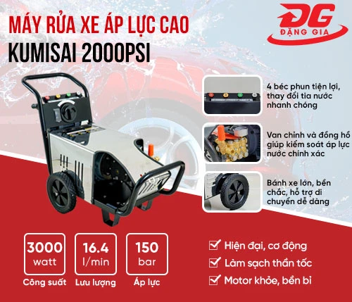 Máy rửa xe áp lực cao Kumisai 2000PSI 2