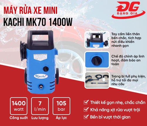 Máy rửa xe mini Kachi MK70 1400W 2