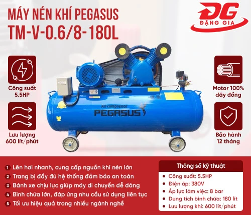 Máy nén khí dây đai Pegasus TM-V-0.6/8-180L 2
