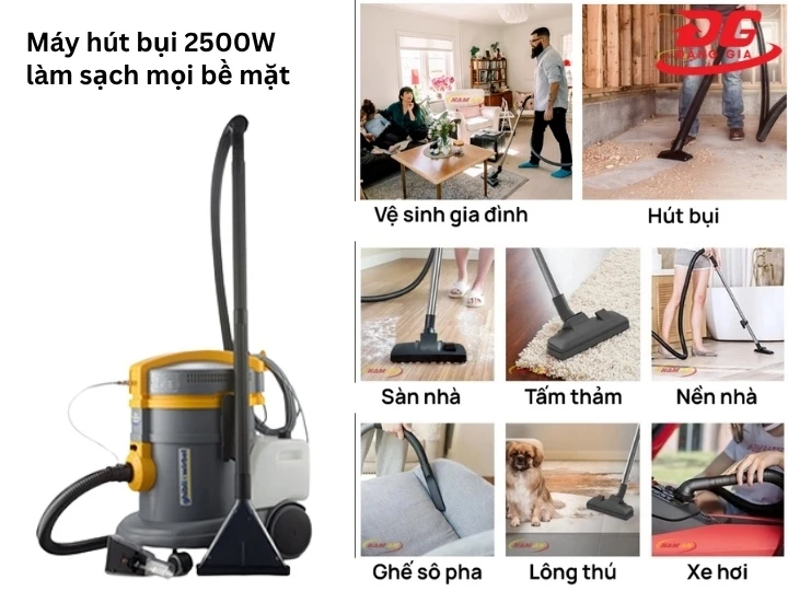 Máy hút bụi 2500W làm sạch sâu mọi bề mặt