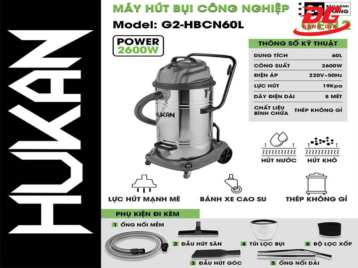 Máy hút bụi Hukan Gen2 G2-HBCN60L