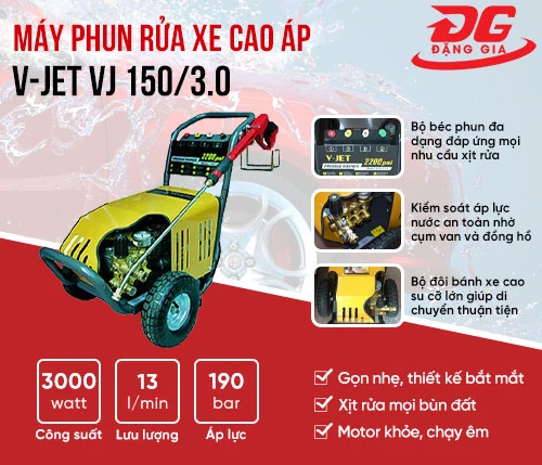 Máy phun rửa xe cao áp V-Jet VJ 150/3.0 2