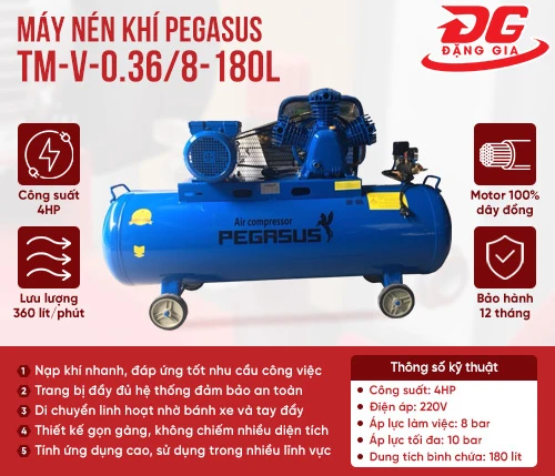 Máy nén khí Pegasus TM-V-0.36/8-180L 2