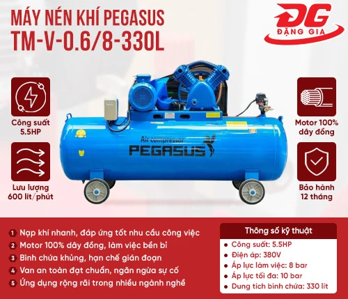 Máy nén khí dây đai Pegasus TM-V-0.6/8-330L 2