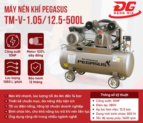 Máy nén khí Pegasus TM-V-1.05/12.5-500L 2