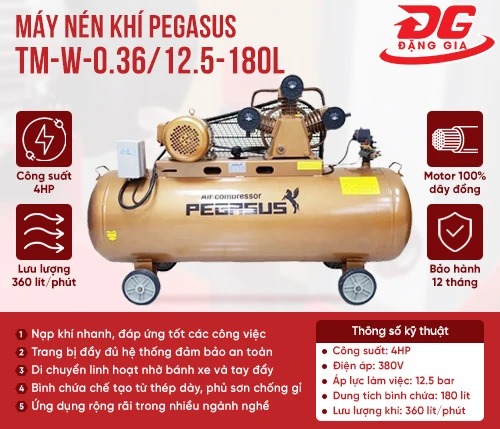 Máy nén khí dây đai Pegasus TM-W-0.36/12.5-180L 2