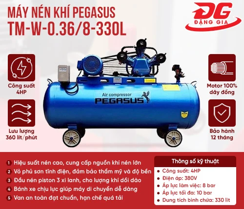 Máy nén khí dây đai Pegasus TM-W-0.36/8-330L 2