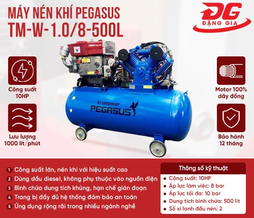 Máy nén khí chạy dầu Pegasus TM-W-1.0/8-500L 2