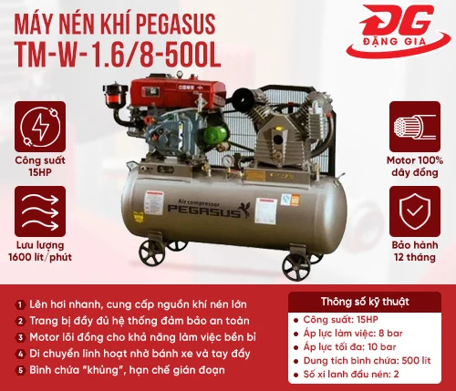 Máy nén khí chạy dầu Pegasus TM-W-1.6/8-500L 2