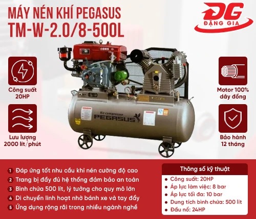 Máy nén khí chạy dầu Pegasus TM-W-2.0/8-500L 2