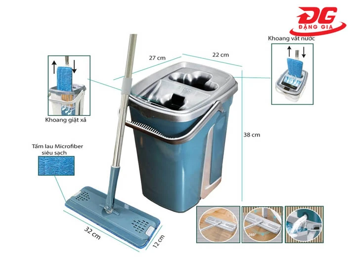 Bộ cây lau nhà tự giặt đa năng Homeinno