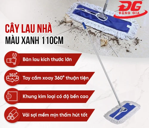 Cây lau nhà màu xanh 110 cm 2