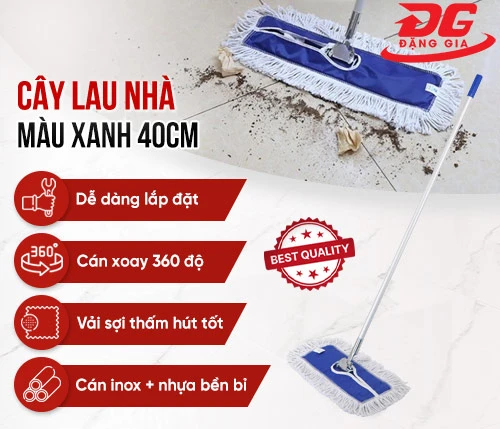 Cây lau nhà màu xanh 40 cm 2