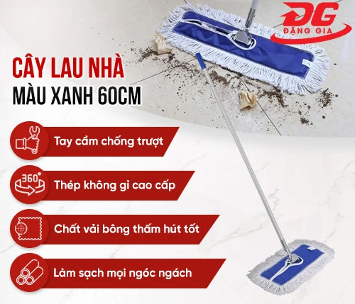 Cây lau nhà màu xanh 60 cm 2