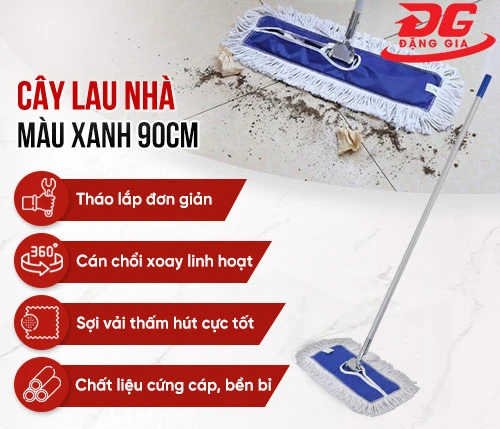 Cây lau nhà màu xanh 90 cm 2