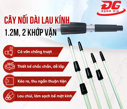 Cây nối dài lau kính 1.2m, 2 khớp vặn 2
