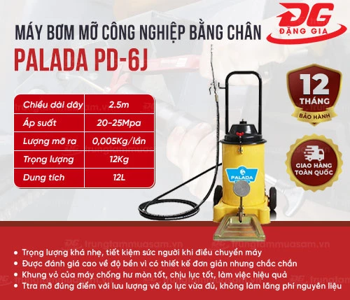 Máy bơm mỡ công nghiệp bằng chân Palada PD-6J 2