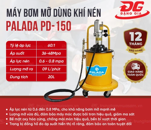 Máy bơm mỡ dùng khí nén Palada PD-150 2