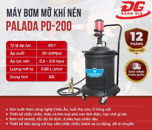 Máy bơm mỡ khí nén Palada PD-200 2