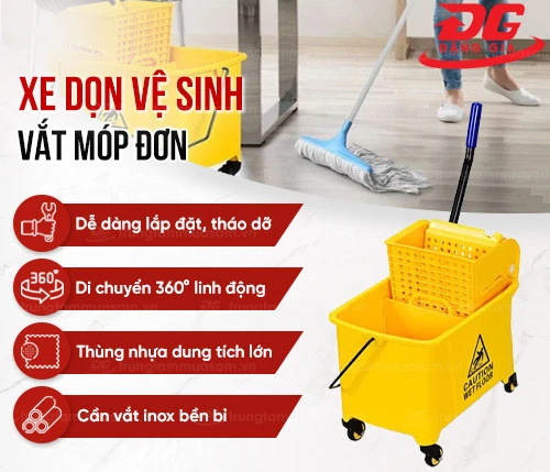 Xe dọn vệ sinh vắt móp đơn 2