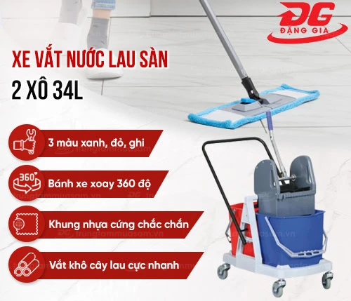 Xe vắt nước lau sàn 2 xô 34L 2