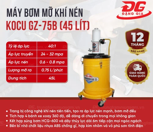 Máy bơm mỡ khí nén Kocu GZ-75B (45 lít) 2
