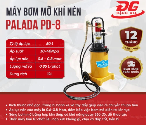 Máy bơm mỡ khí nén Palada PD-8 2
