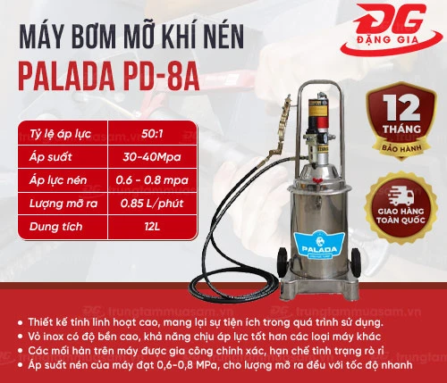 Máy bơm mỡ khí nén Palada PD-8A 2