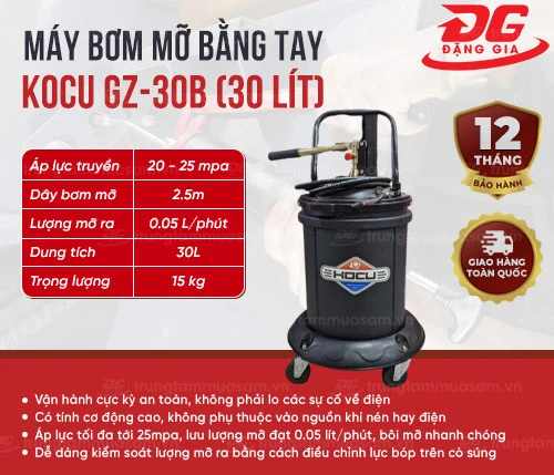 Máy bơm mỡ bằng tay Kocu GZ-30B (30 lít) 2