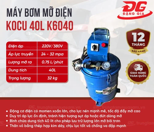 Máy bơm mỡ điện Kocu 40l K6040 2