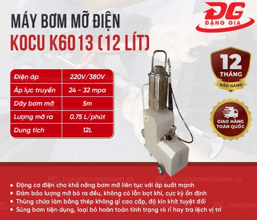 Máy bơm mỡ điện Kocu K6013 (12 lít) 2