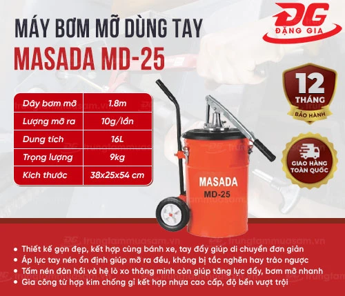 Máy bơm mỡ dùng tay MASADA MD-25 2