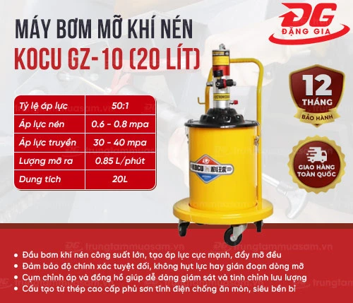 Máy bơm mỡ khí nén Kocu GZ-10 (20 lít) 2