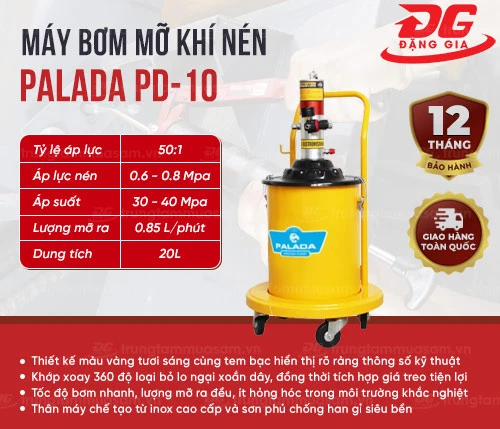 Máy bơm mỡ khí nén Palada PD-10 2
