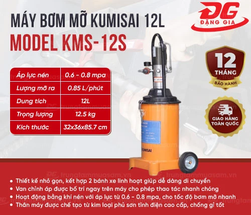Máy bơm mỡ Kumisai 12L model KMS-12S 2