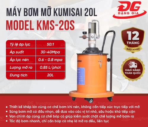 Máy bơm mỡ Kumisai 20L model KMS-20S 2