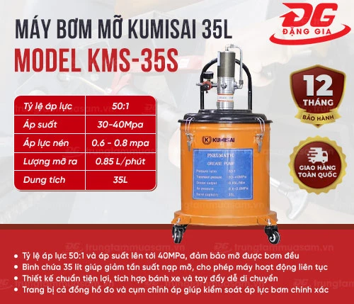 Máy bơm mỡ Kumisai 35L model KMS-35S 2