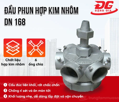 Đầu phun bằng hợp kim nhôm DN 168 2