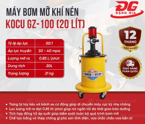 Máy bơm mỡ khí nén Kocu GZ-100 (20 lít) 2