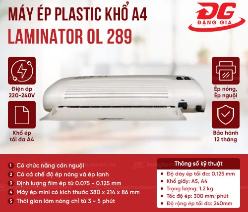Máy ép plastic khổ A4 Laminator OL 289 2