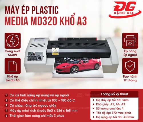 Máy ép plastic Media MD320 khổ a3 2