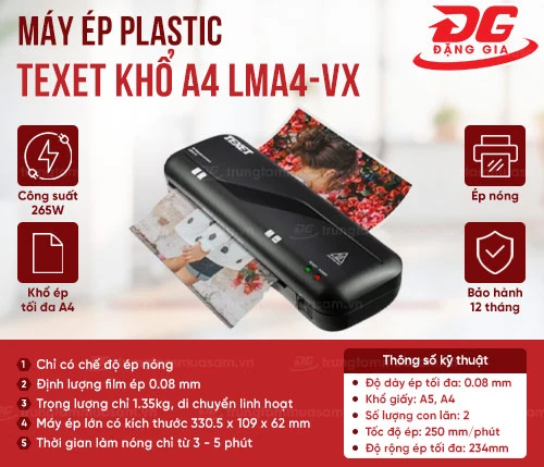 Máy ép plastic Texet khổ A4 LMA4-VX 2