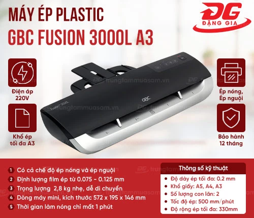Máy ép Plastic GBC Fusion 3000L A3 2