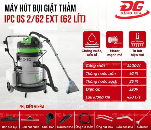 Máy hút bụi giặt thảm IPC GS 2/62 EXT (62 Lít) 2